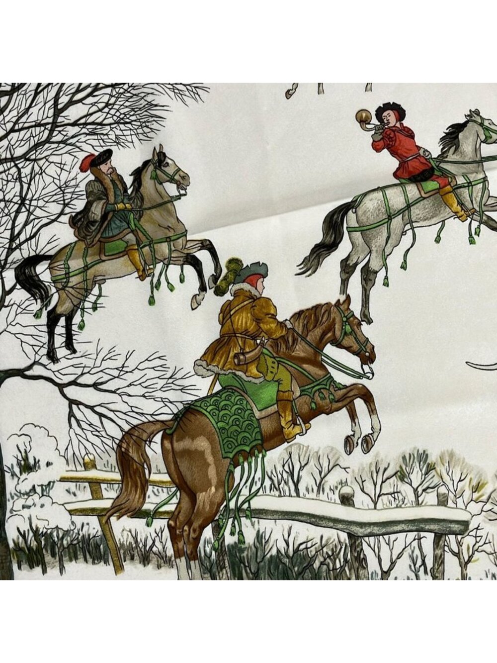 Hermes Scarf Carre 90 Red Gold L'hiver - Picture 4 of 5